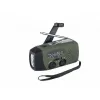 Emergency radio FOSCO 464600 with LED torch, power bank, FM, IPX3, solar/manual/USB-C — green/black