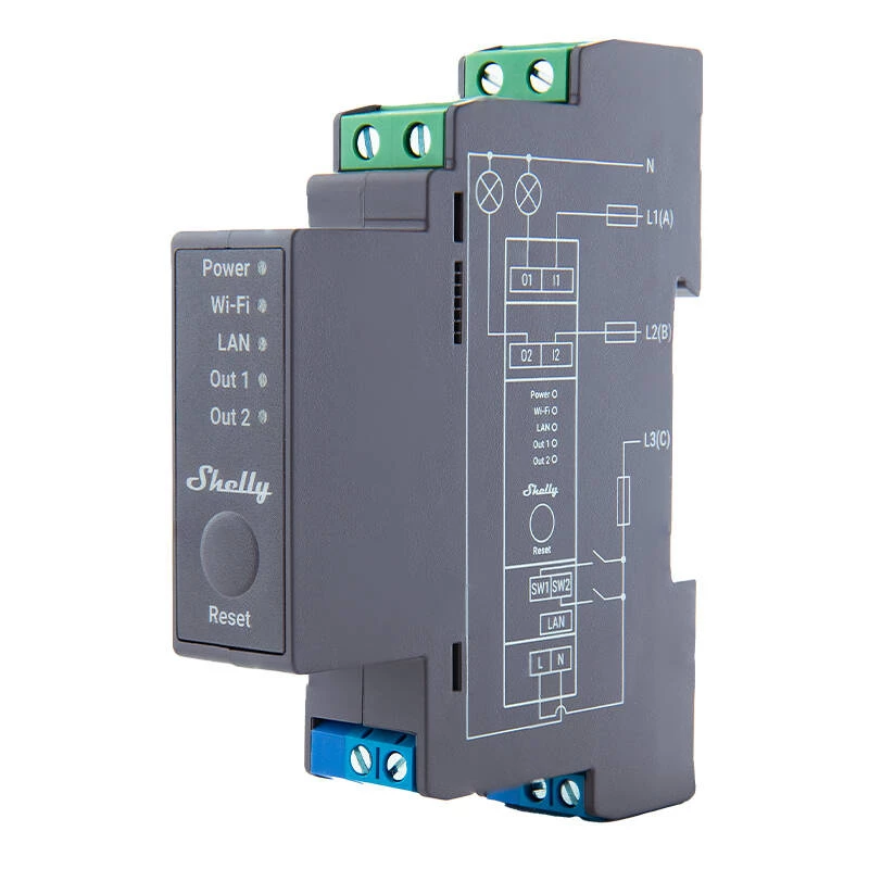 Shelly Pro 2 DIN Rail WiFi/LAN/Bluetooth Relay Switch