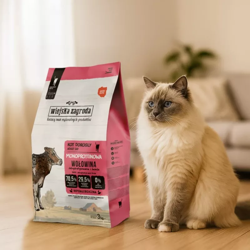 WIEJSKA ZAGRODA Monoprotein Beef - dry cat food - 3kg