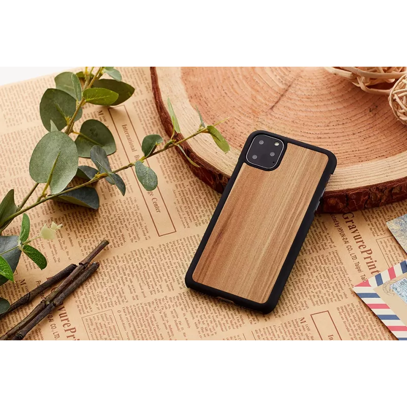 Smartphone case man and wood for iPhone 11 Pro — cappuccino black finish