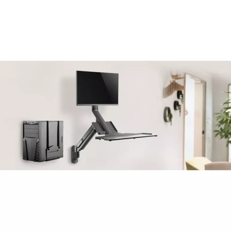 Wall-mount workstation MACLEAN MC-838 with gas spring for monitor, keyboard and PC