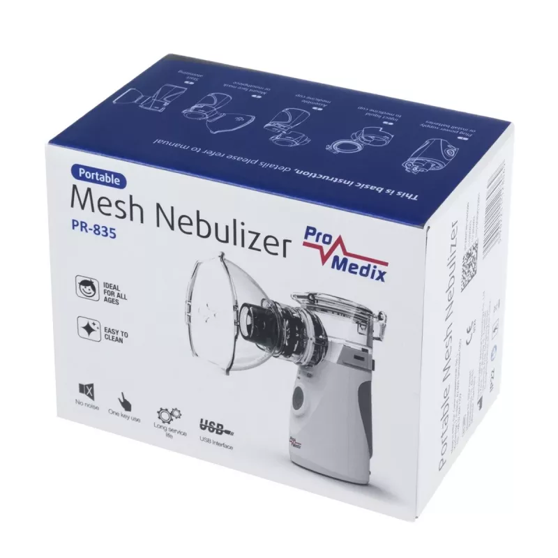 Portable mesh inhaler ProMedix PR-835 USB nebulizer, battery-powered portable nebulizer