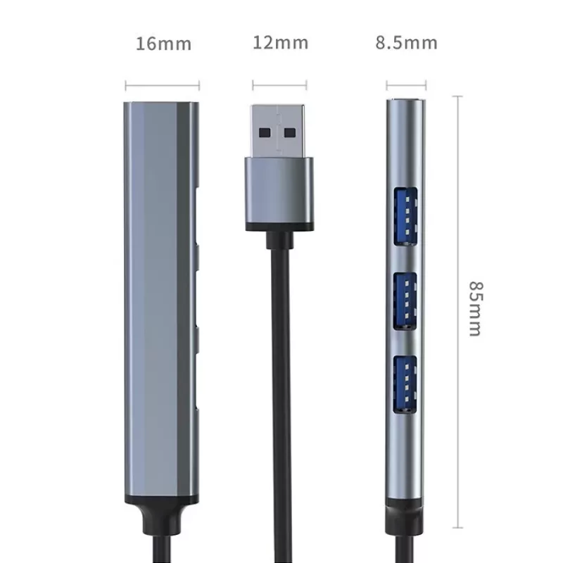 USB hub QOLTEC 53793 — USB 3.0 input, 3× USB 2.0 ports