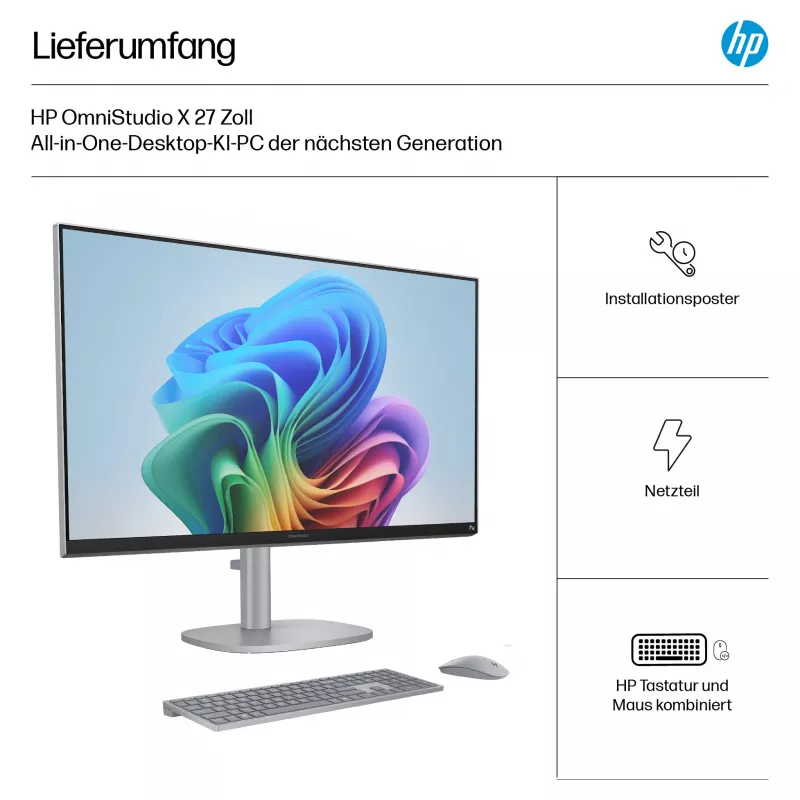 HP OmniStudio X 27-cs1077ng 27 inch FHD Touch All-in-One PC, Intel Core Ultra 7 256V, 16 GB RAM, 1 TB SSD