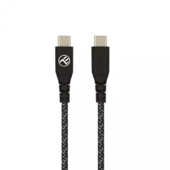 USB Type-C to Type-C data cable Tellur TLL155471, 1 m, 3 A, 60 W PD, nylon braided, black