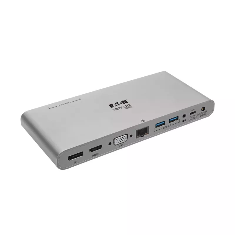 Eaton Tripp Lite USB-C Dock, Triple Display - 4K HDMI/DisplayPort, VGA, USB 3,2 Gen 1, USB-A/USB-C Hub, GbE, 100W PD Charging, International Power Cables - docking station - USB-C