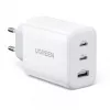 Wall charger UGREEN CD275 2× USB Type-C 65W White — dual USB-C 65W fast charging, 100–240V input
