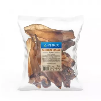 PETMEX Buffalo Ear with Ring, pack of 10 — dog chew treat, single-ingredient natural snack
