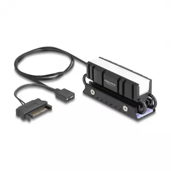 Heatsink DELOCK 18460 for M.2 SSD 2280 — Aluminium/Copper, RGB 5V, Black