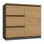 Chest of drawers Top e Shop Topeshop 1D3S ANT/ART BA KPL — Anthracite and Oak, 3 drawers, particle board frame