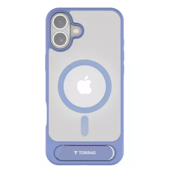 Protective phone case Torras Pstand Series for iPhone 16 — Blue, slim-fit with integrated stand