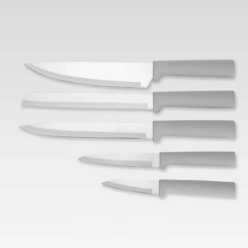 Maestro MR-1412-GREY Knife Set with Block and Cutting Board Set, Grey