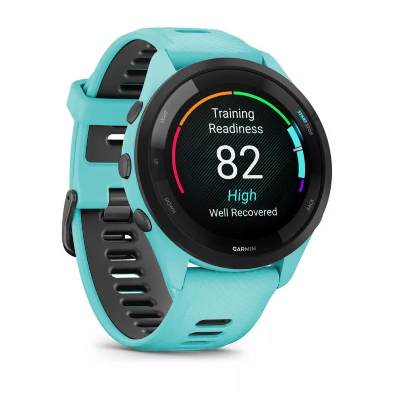 Garmin Forerunner 265 3.3 cm (1.3) AMOLED 46 mm Digital 416 x 416 pixels Touchscreen Black, Blue Wi-Fi GPS (satellite)