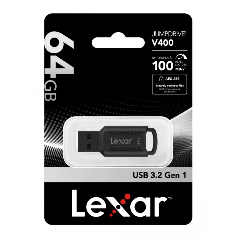 Lexar JumpDrive LJDV400064G-BNBNG USB Flash Drive 64 GB USB Type-a 3.2 Gen 1 (3.1 Gen 1) Black