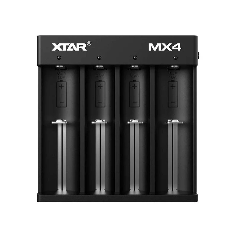 Battery charger XTAR MX4 4-slot universal Li-ion NiMH USB-C, black, supports 4 batteries