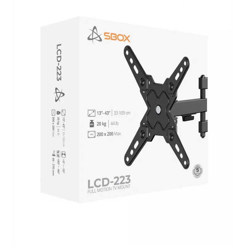 SBOX LCD mount LCD-223-2 for 13–43 inch screens, max load 20 kg, VESA up to 200x200