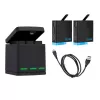 Three-channel charger Telesin GP-BNC-801 for GoPro Hero5/6/7/8 with charging slot for 2 batteries