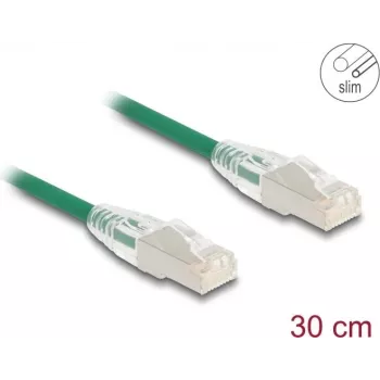 Network Cable DeLOCK RJ45 Cat.6A plug to plug 0.3m green