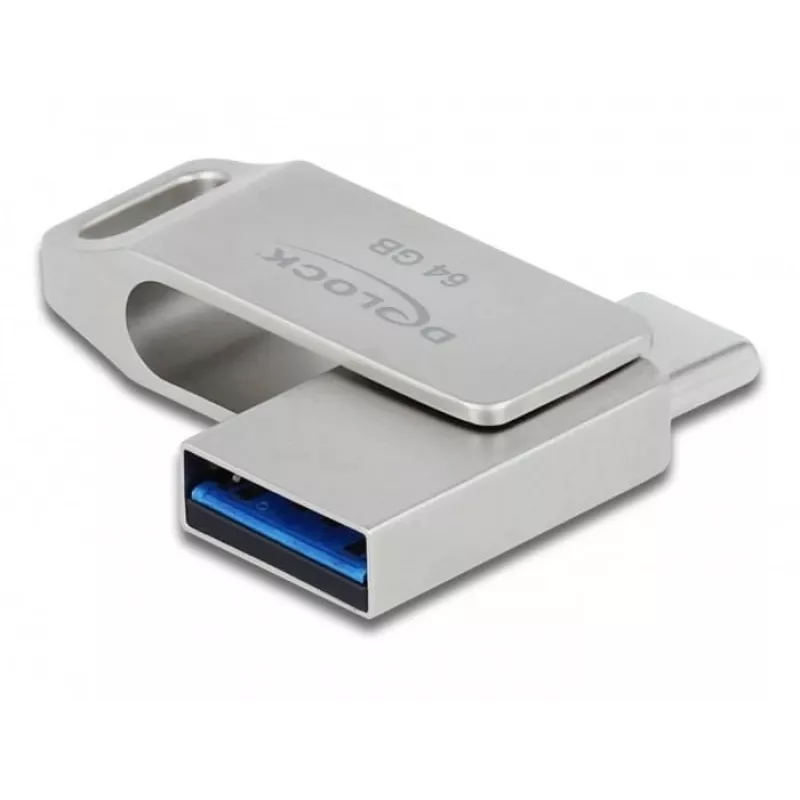USB Flash Drive DeLOCK 64GB USB-C Type-A Swivel Metal Housing