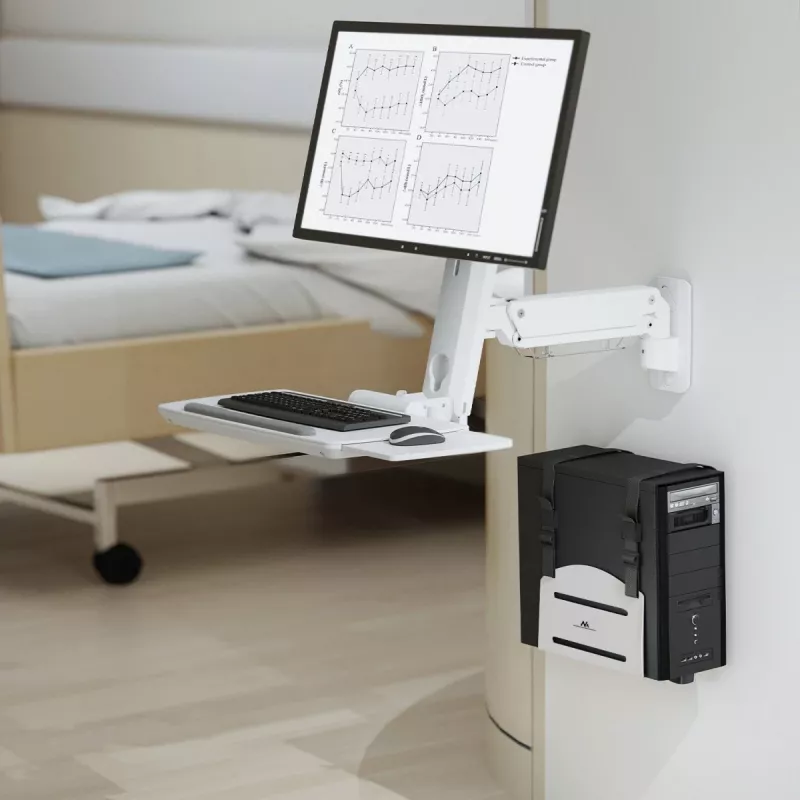 CPU holder MACLEAN MC-116W adjustable height and swivel design for under-desk mounting