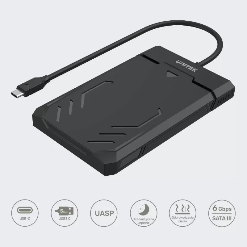 Unitek Y-3036A - DiskGuard Raiden 2.5 USB-C to SATA III 2.5” HDD/SSD Hard Disk Enclosure