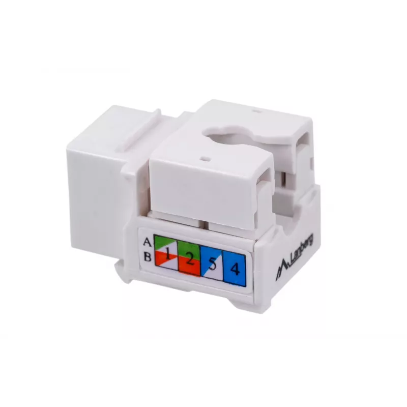 Keystone module LANBERG KSU6-1090, Cat6 U/UTP flat, RJ-45 male to LSA female, AWG 22/26, 14.5×16.1 mm, white