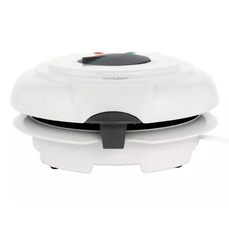 Waffle iron Adler AD 3038 — single circular waffle, 1500 W, adjustable thermostat, non-stick plates, grey/white