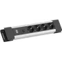 Power strip Bachmann CONNECTUS with 3x CEE7 sockets, 10 A, 2.0 m cable, C14 plug, gray