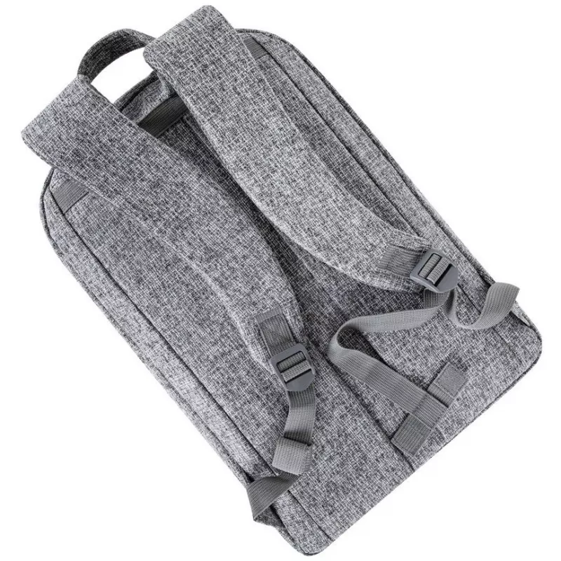RIVACASE Anvik 15.6 laptop backpack, 15L, gray, waterproof fabric, pockets for 10.5 tablet, smartphone, documents, accessories, bottle