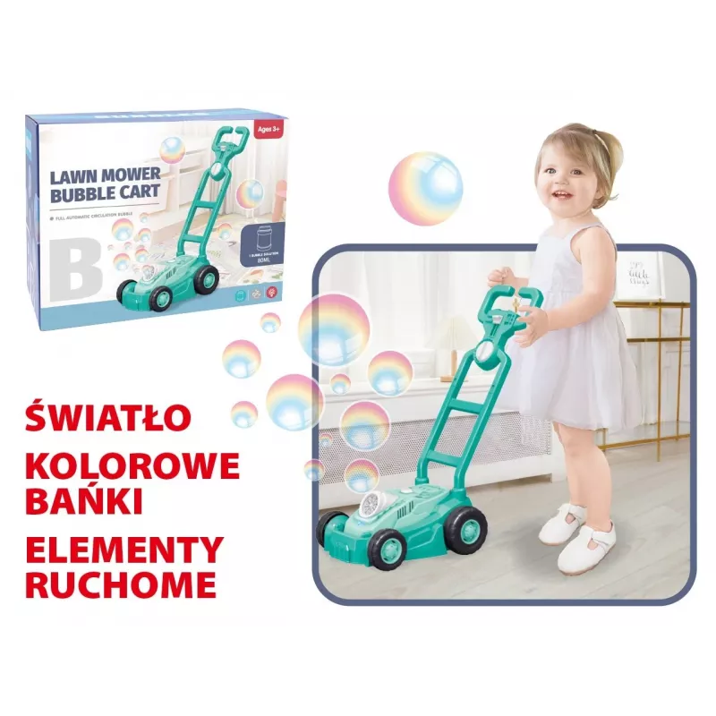 Ride-on bubble mower Madej 007946 blue with bubbles and realistic sound, children's outdoor toy