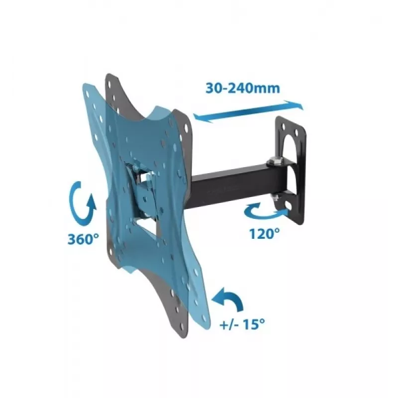 TV wall mount ESPERANZA PROTEUS for 26–70 inch (66–177.8 cm), tilt ±15°, swivel 120°, VESA 75×75–400×400, max load 55 kg, black