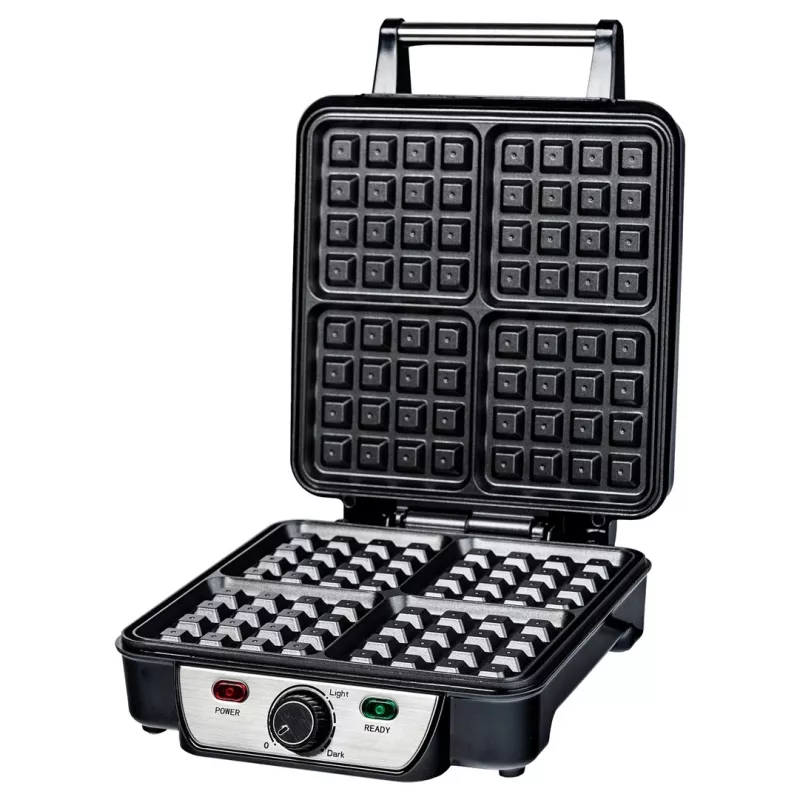 Waffle iron Ravanson GR-7030 — 4 waffles, 1100 W, non-stick plates, adjustable thermostat, cool-touch handle