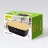 Breadbox Maestro MR-1776-BLACK countertop bread bin, plastic body with wooden lid, 345×235×130 mm