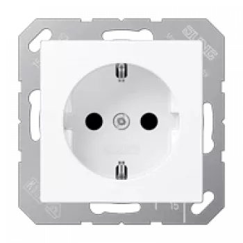 Socket outlet Type F Jung A 1520 BF WWM, 16 A, 250 V, thermoplastic, white, 55×55 mm