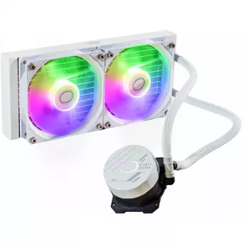 Liquid cooling kit Cooler Master MasterLiquid 240L Core ARGB White — 240 mm radiator, 120 mm fans, supports LGA1700/AM5/AM4 and older sockets