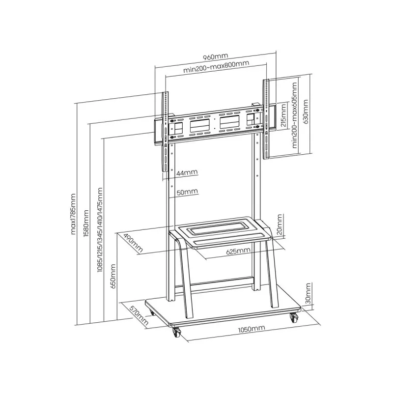 ART S-13 Mobile LCD/LED TV stand 37-100 150 Kg