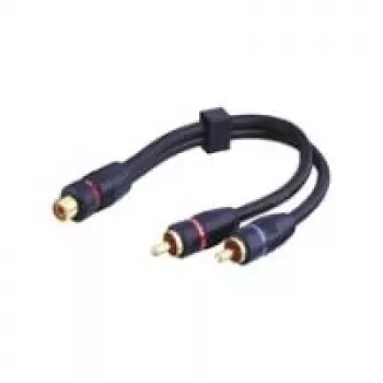 Wentronic Goobay RCA-Adapter Cable, Black, 0.2 m - RCA-Socket > 2x RCA-Plug (Audio left/right) (50375)