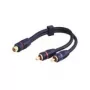 Wentronic Goobay RCA-Adapter Cable, Black, 0.2 m - RCA-Socket > 2x RCA-Plug (Audio left/right) (50375)