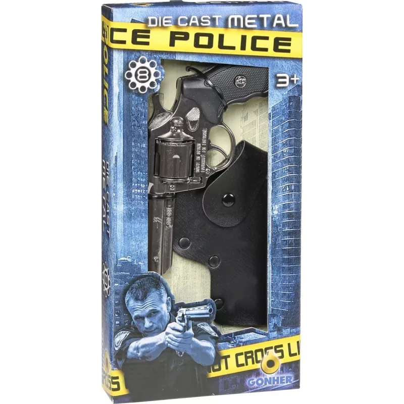 Toy metal revolver Pulio 155433/0 with holster — metal construction, includes holster