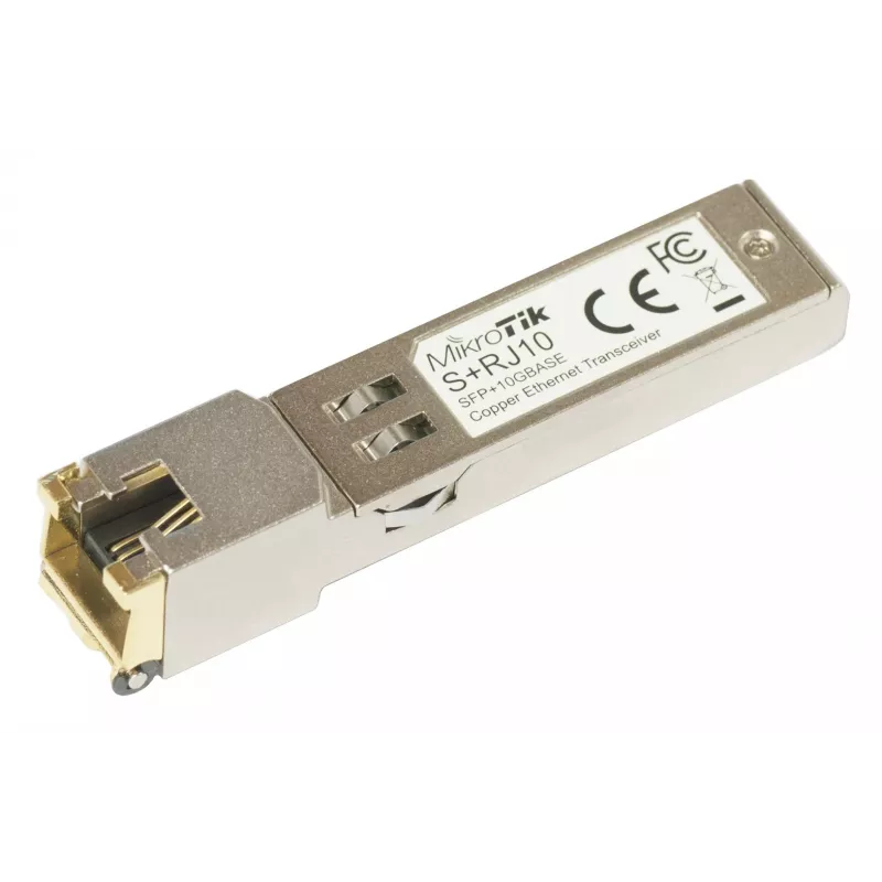 Network transceiver module MikroTik S+RJ10 SFP+ 10 Gbps, metallic, RJ-45 port, up to 200 m