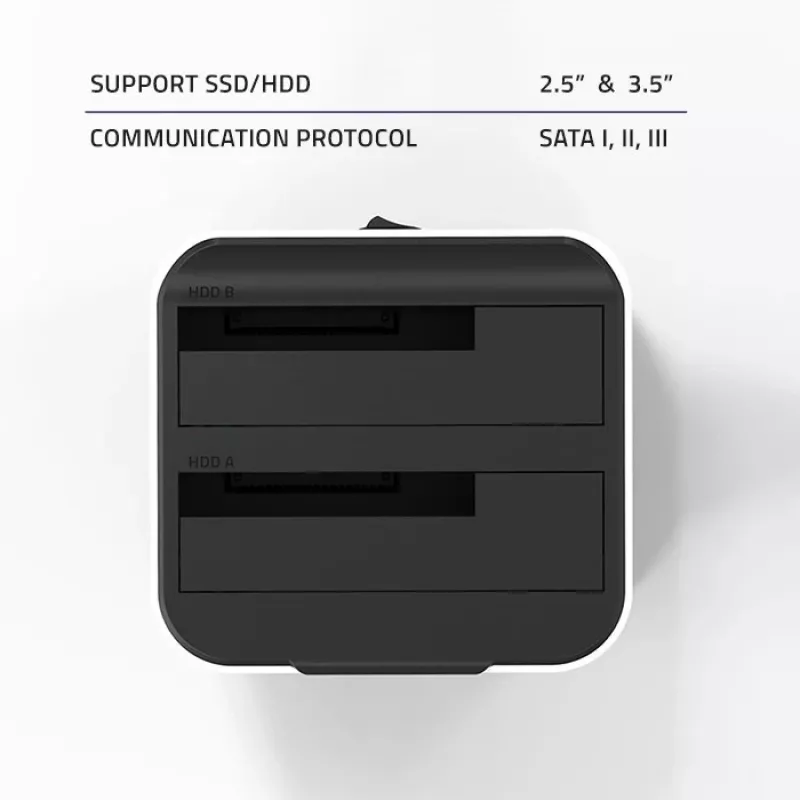 Qoltec 50309 HDD SSD 2.5 3.5 docking station | SATA III | USB 3.0 | Super speed 5Gb/s | with Clonning function