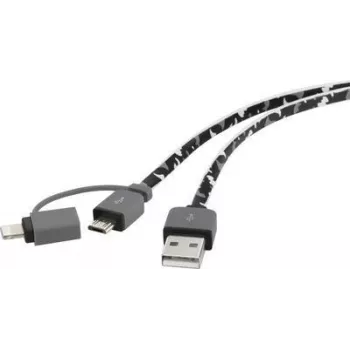 USB cable Renkforce RF4145364 — USB 2.0, USB-A to USB-Micro-B and Apple Lightning connectors