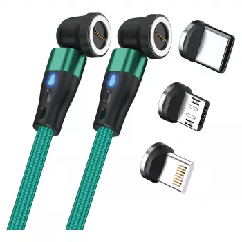 USB Cable RealPower MagneticCharge2 1m Green Fast Charging Data Transfer