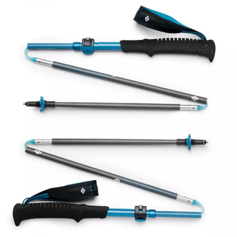 Trekking poles Black Diamond Distance Carbon FLZ — foldable carbon, adjustable 125–140 cm, 3-segment, 364 g, 40 cm folded