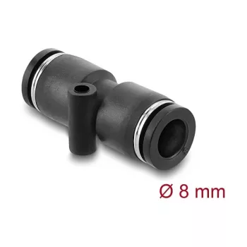 Pneumatic connector DELOCK 8 mm straight with mounting hole, female thread, metal/plastic, 39 mm