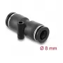 Pneumatic connector DELOCK 8 mm straight with mounting hole, female thread, metal/plastic, 39 mm
