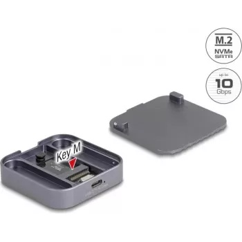 External magnetic enclosure DELOCK USB Type-C 10 Gbps for 1 x M.2 NVMe or SATA SSD (model 42032)