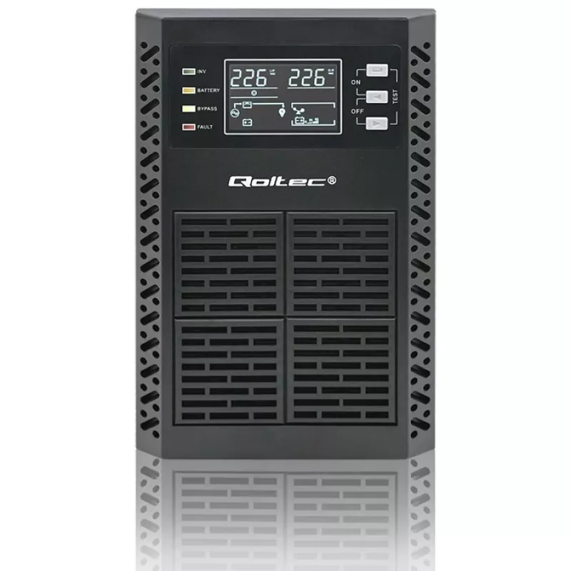 Qoltec Uninterruptible Power Supply (UPS) | 1kVA | 1000W | Power Factor 1.0 | LCD | EPO | USB | Online