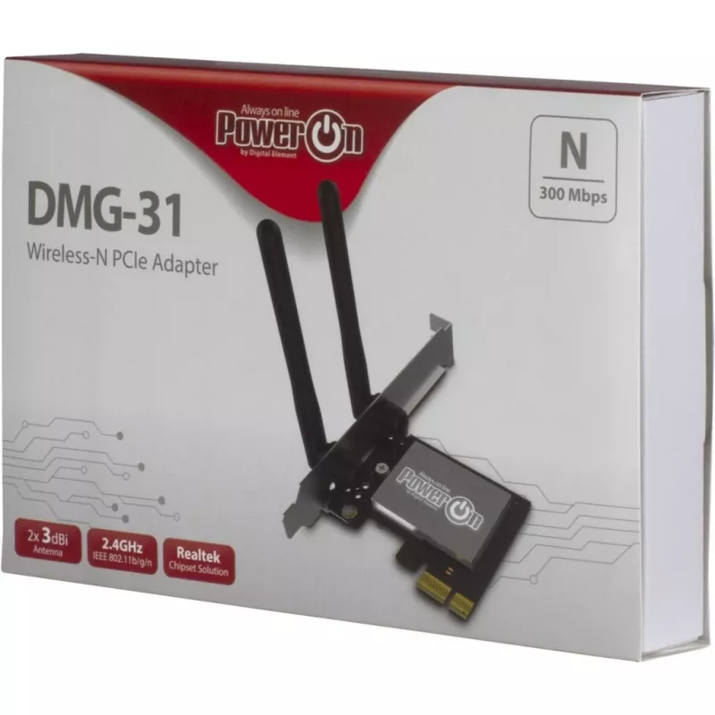 Inter-Tech DMG-31 - Built-In - Wireless - PCI Express - Wi-Fi - Wi-Fi 4 (802.11n) - 300 Mbit/s (88888147)
