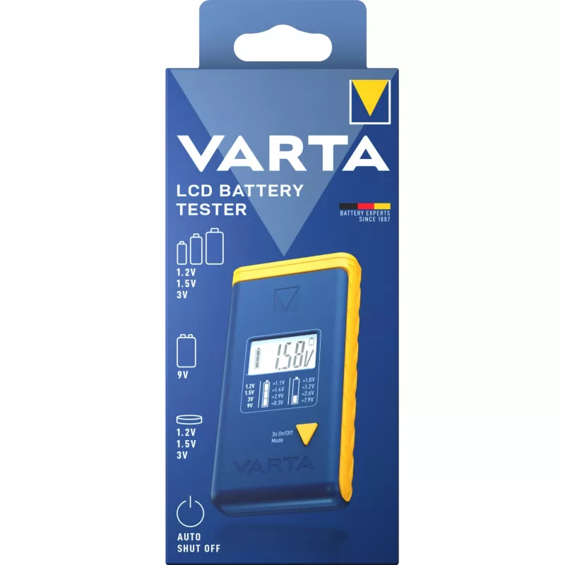 Battery tester Varta 00893 101 111 LCD digital handheld for AA AAA 9V button cells